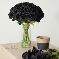 Gothic Silk Rose Bouquet | Home Decor & DIY Halloween Decor Black Roses Luxurious Weddings