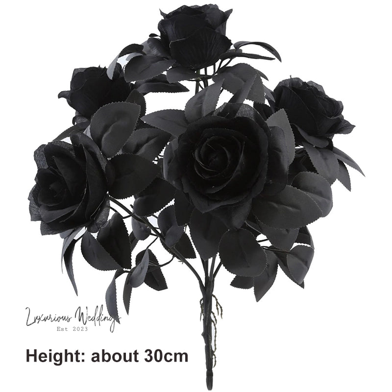 Gothic Silk Rose Bouquet | Home Decor & DIY Halloween Decor Black Roses Luxurious Weddings