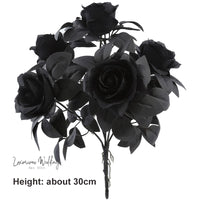 Gothic Silk Rose Bouquet | Home Decor & DIY Halloween Decor Black Roses Luxurious Weddings