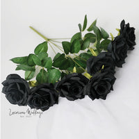 Gothic Silk Rose Bouquet | Home Decor & DIY Halloween Decor Black Roses Luxurious Weddings