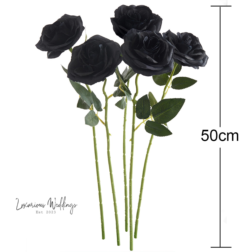 Gothic Silk Rose Bouquet | Home Decor & DIY Halloween Decor Black Roses Luxurious Weddings