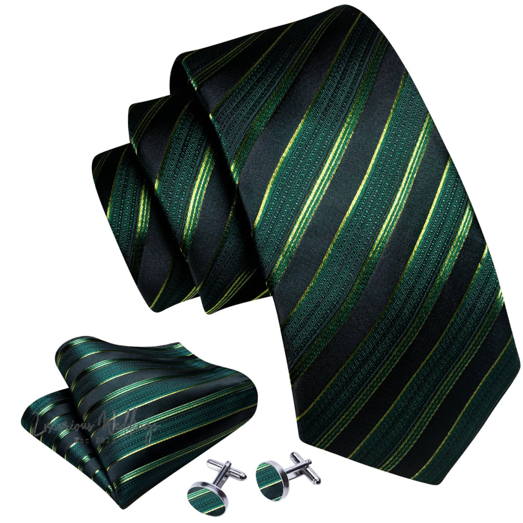 Olive Green Tie Set Necktie set Luxurious Weddings
