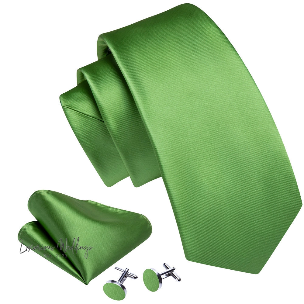Olive Green Tie Set Necktie set Luxurious Weddings