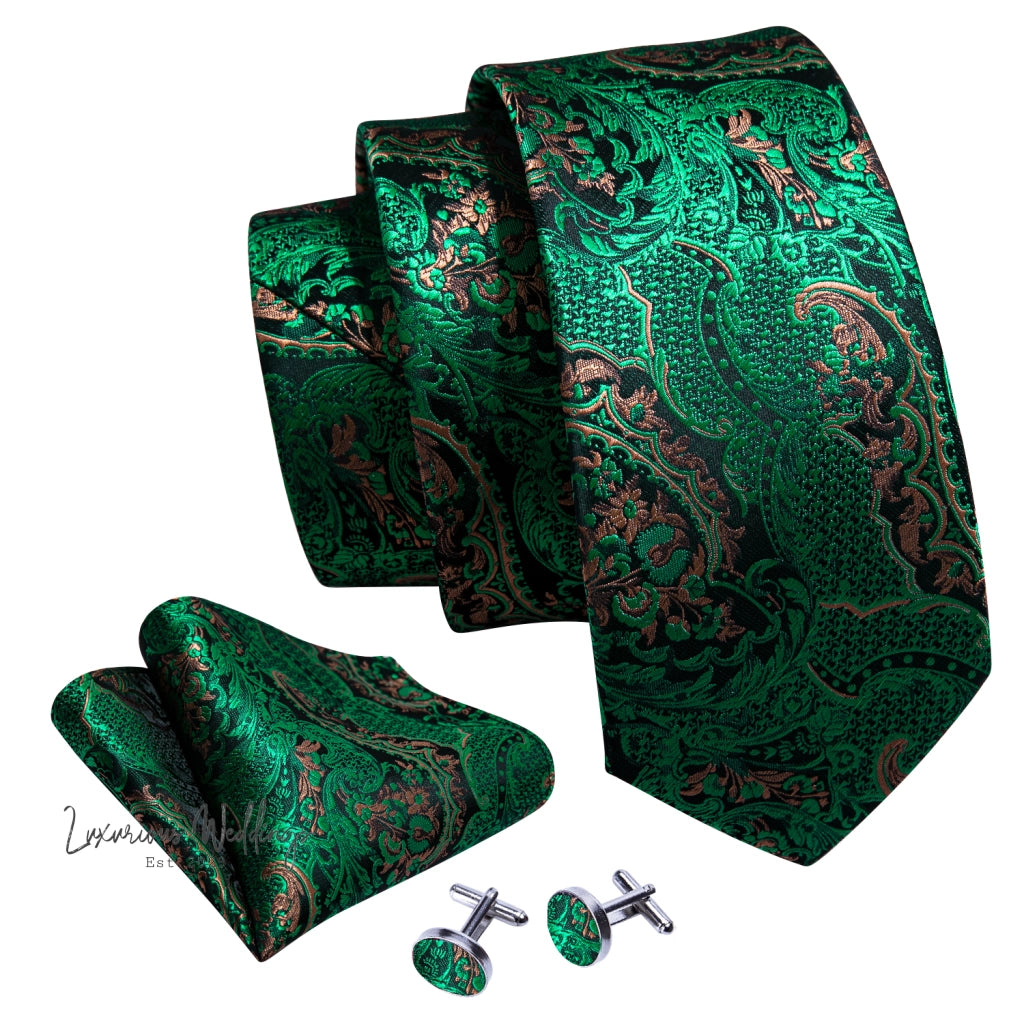 Olive Green Tie Set Necktie set Luxurious Weddings