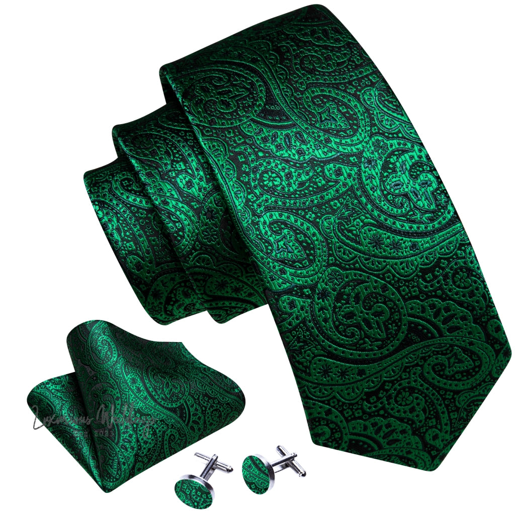 Olive Green Tie Set Necktie set Luxurious Weddings