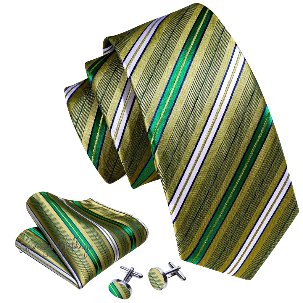 Olive Green Tie Set Necktie set Luxurious Weddings