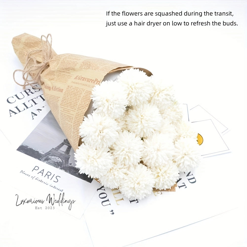 5pcs Artificial Chrysanthemum Ball Flowers Chrysanthemum Flowers Luxurious Weddings