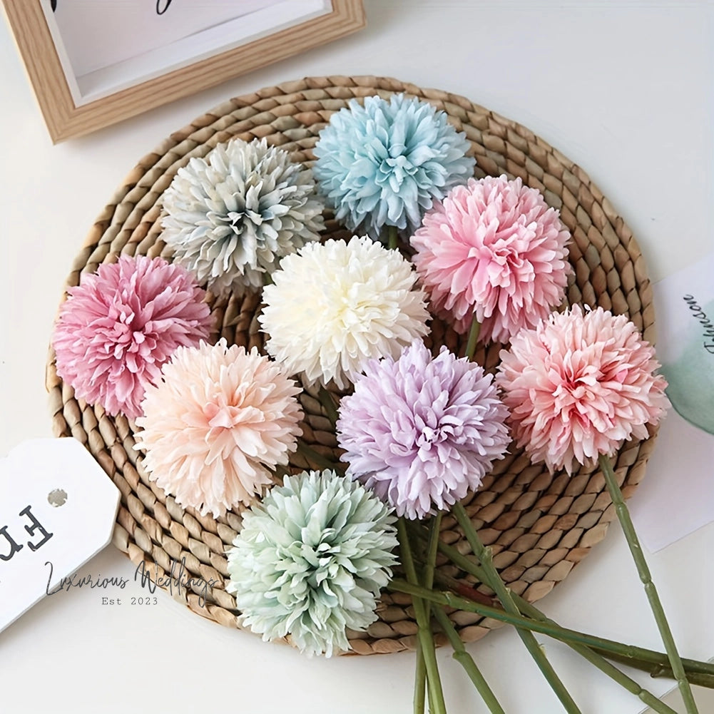 5pcs Artificial Chrysanthemum Ball Flowers Chrysanthemum Flowers Luxurious Weddings