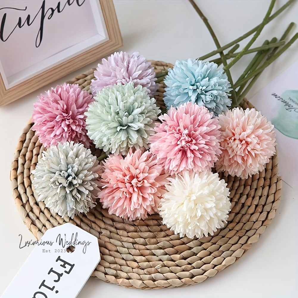 5pcs Artificial Chrysanthemum Ball Flowers Chrysanthemum Flowers Luxurious Weddings