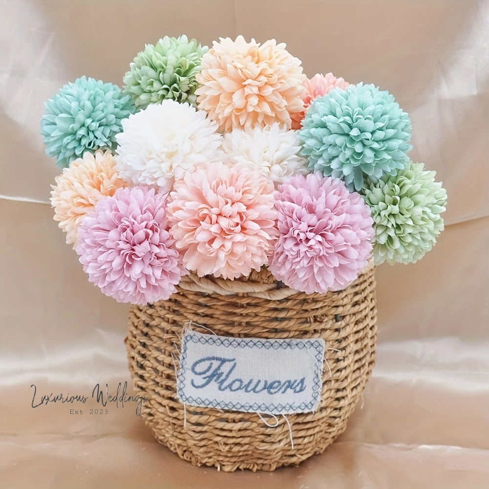 5pcs Artificial Chrysanthemum Ball Flowers Chrysanthemum Flowers Luxurious Weddings
