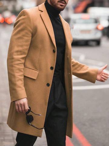Men's Business Style Solid Color Long Sleeve Knitted Overcoat Men Overcoats Luxurious Weddings