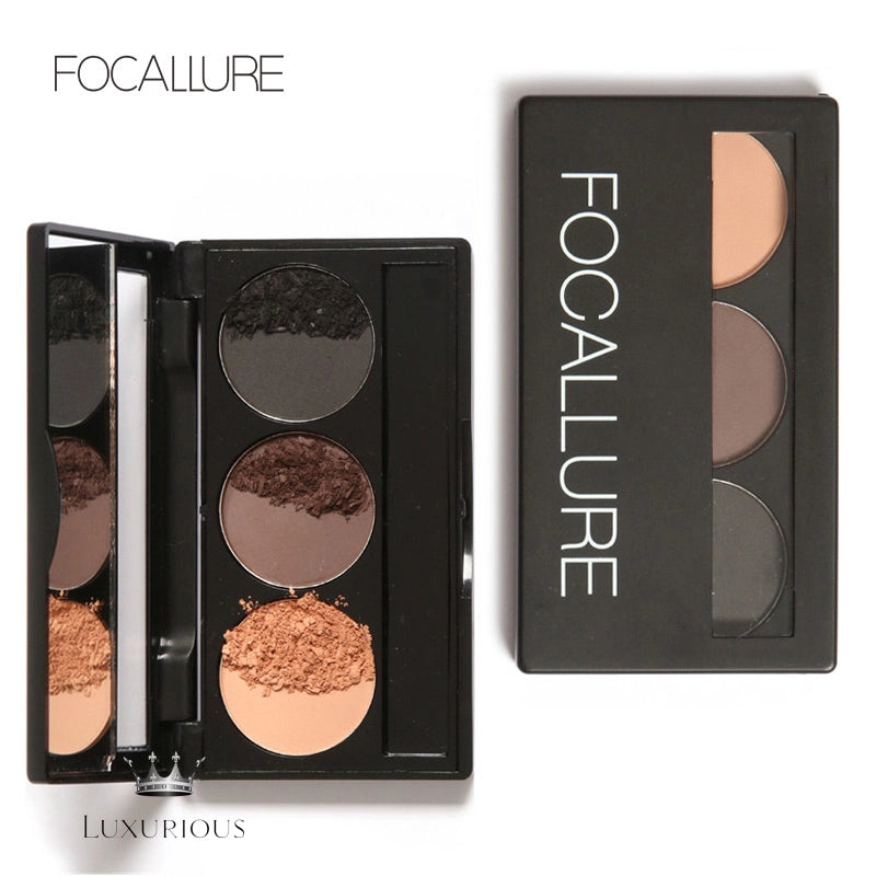 FOCALLURE 3-Color Brow Powder Palette Eyebrow Makeup Luxurious Weddings
