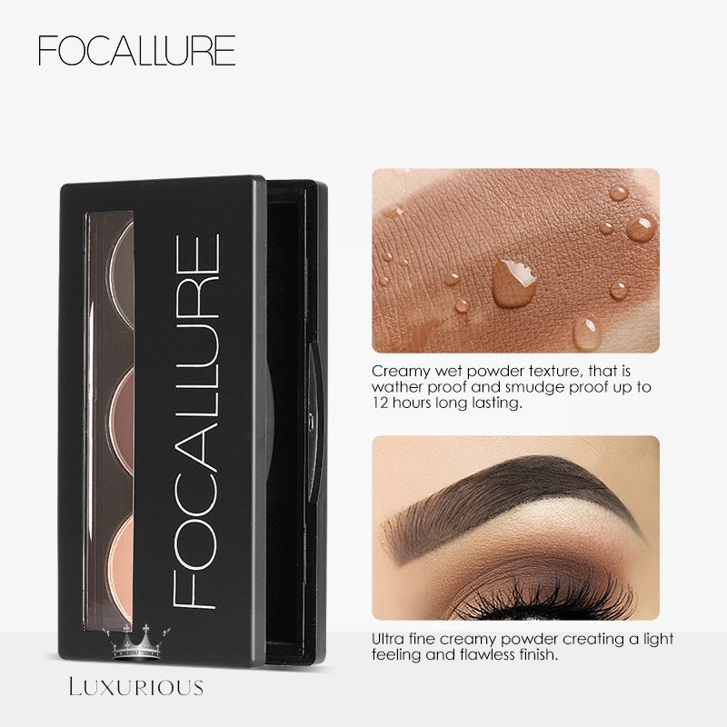 FOCALLURE 3-Color Brow Powder Palette Eyebrow Makeup Luxurious Weddings