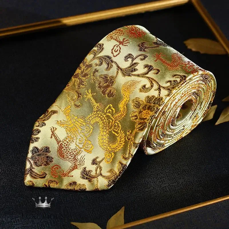 Luxury Dragon Necktie - Classic Office Business Gift Neckties Luxurious Weddings
