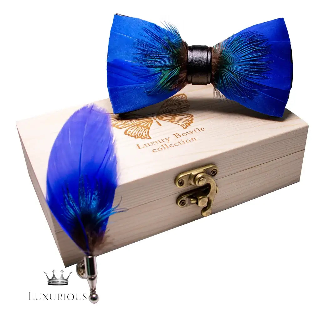 Handmade Luxury Feather Bow Tie Gift Set + Box Bow Tie Luxurious Weddings