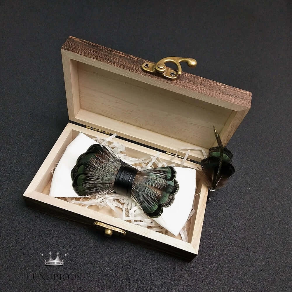 Elegant Handmade Blue Feather Bow Ties for Men Bow Ties Luxurious Weddings