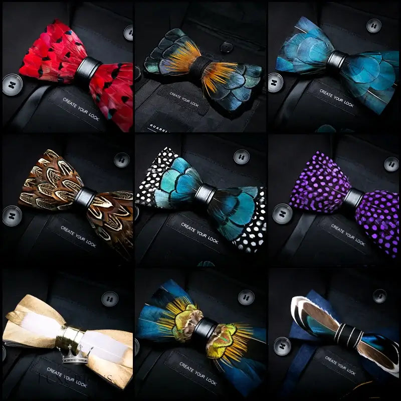 Handmade Feather Bow Tie Gift Set Bow Tie Luxurious Weddings