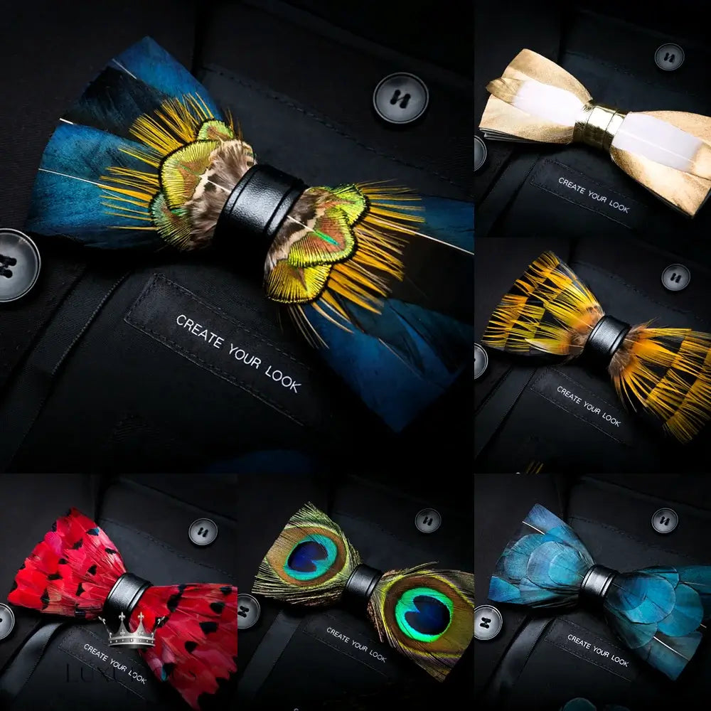 Handmade Feather Bow Tie Gift Set Bow Tie Luxurious Weddings