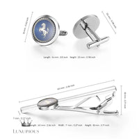 Blue Horse Cufflinks & Tie Clip Set Cufflinks Luxurious Weddings