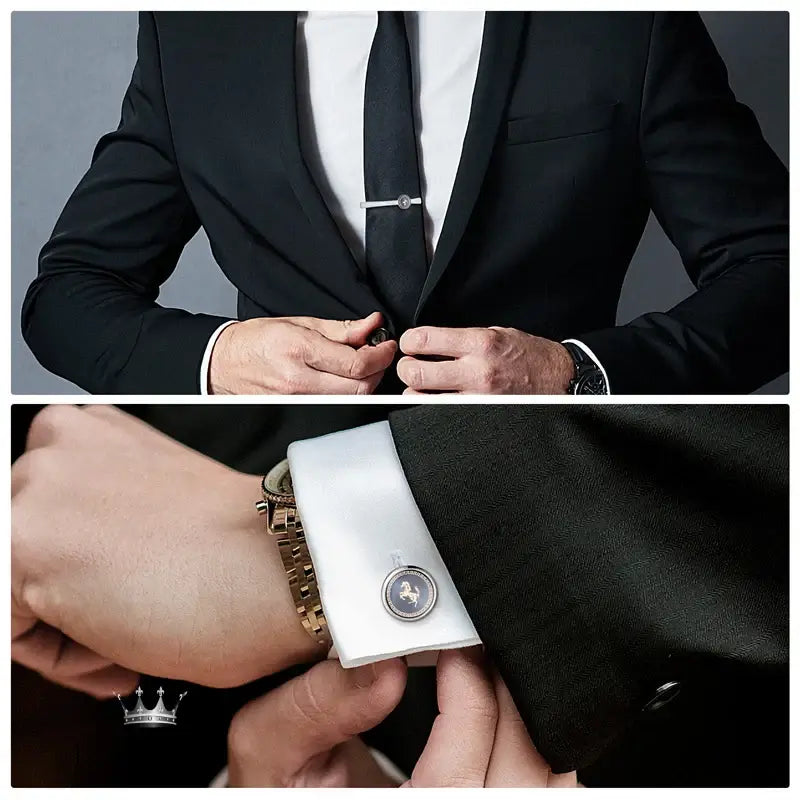 Blue Horse Cufflinks & Tie Clip Set Cufflinks Luxurious Weddings