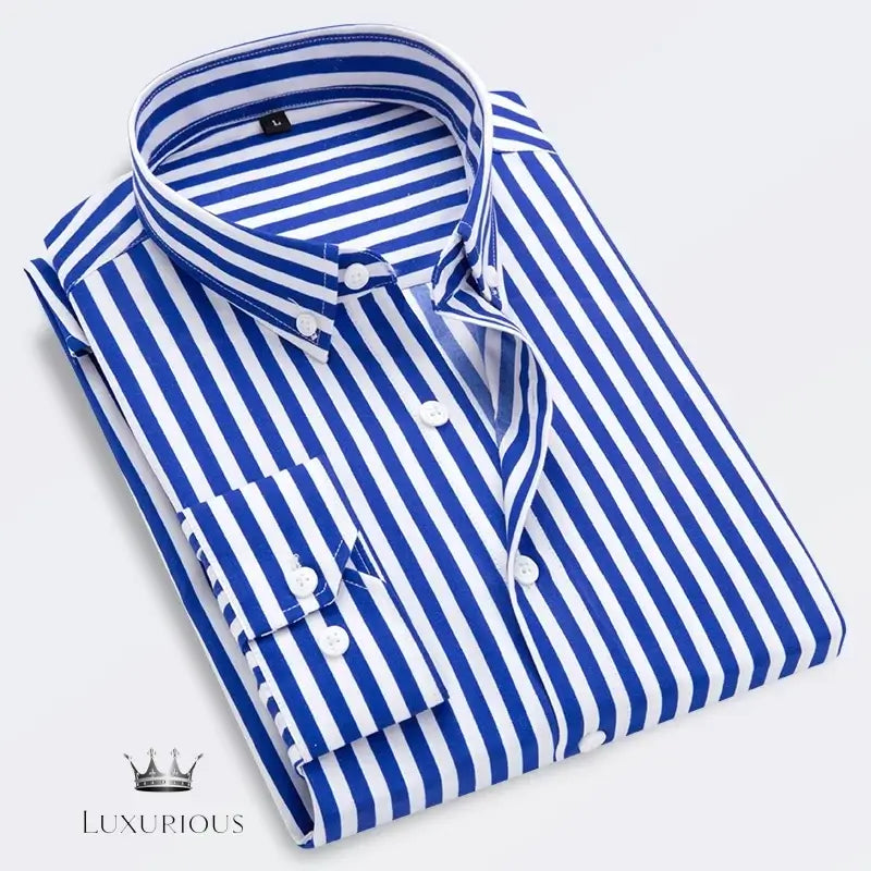 Men's Striped Long Sleeve Shirt - Slim Fit men's dress shirt Luxurious Weddings