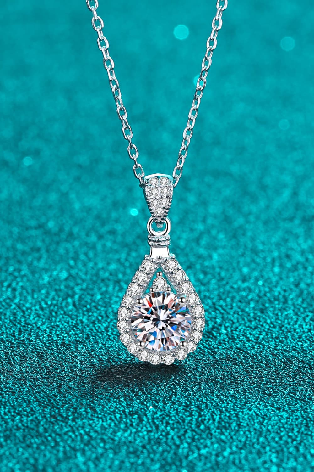 2 Carat Moissanite Teardrop Pendant 925 Sterling Silver Necklace Luxurious Weddings
