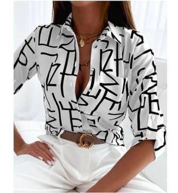 Spring and Autumn long Sleeved Printed Shirt Shirt Luxurious Weddings