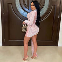 Women's Half Turtleneck Mesh Sequin Tight Hip Evening Dress sequin evening dress Luxurious Weddings