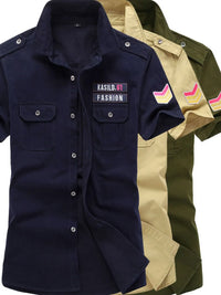 Men's Plus Size Embroidered Collared Neck Short Sleeve Shirt Men’s shirts Luxurious Weddings