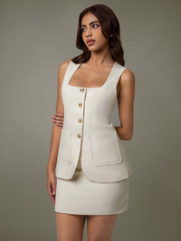 Button Down Sleeveless Top and Skirt Set sleevless top & skirt Luxurious Weddings