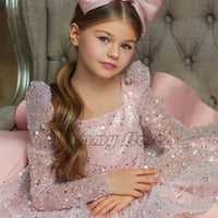 Girls' Sequined Princess Dress Bow Knot girls dress Luxurious Weddings