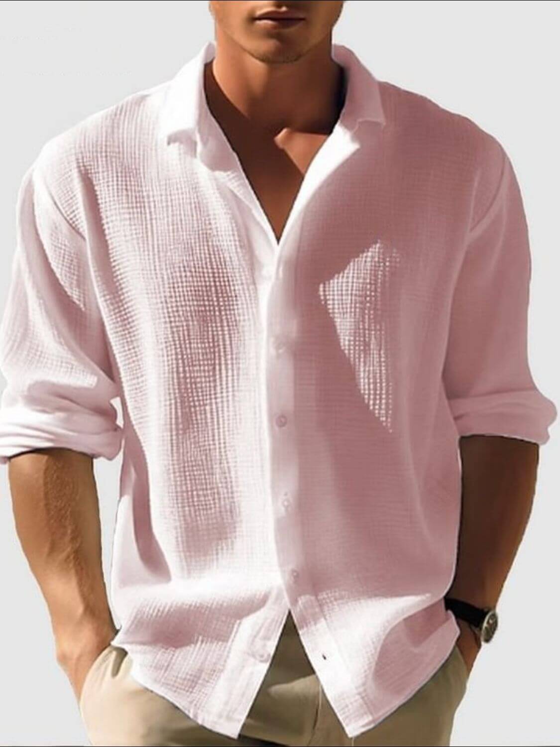 Men's Full Size Collared Neck Button Down Long Sleeve Shirt Plus Size shirts Luxurious Weddings