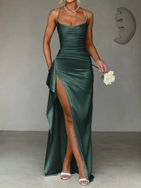 Slit Crisscross Back Maxi Cami Dress Formal Dress Luxurious Weddings