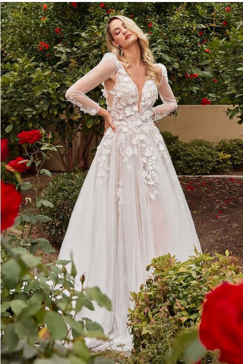 Elegant A-Line Wedding Dress with Removable Sleeves Wedding Dress Luxurious Weddings