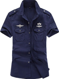 Men's Plus Size Embroidered Collared Neck Short Sleeve Shirt Shirts & polos Luxurious Weddings