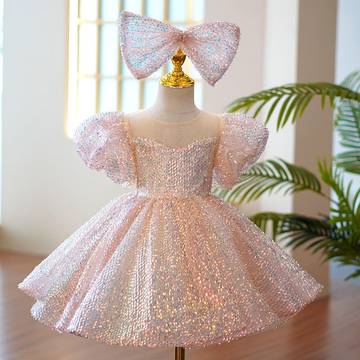 Girls Piano Performance Sequin Princess Dress kids dress Luxurious Weddings