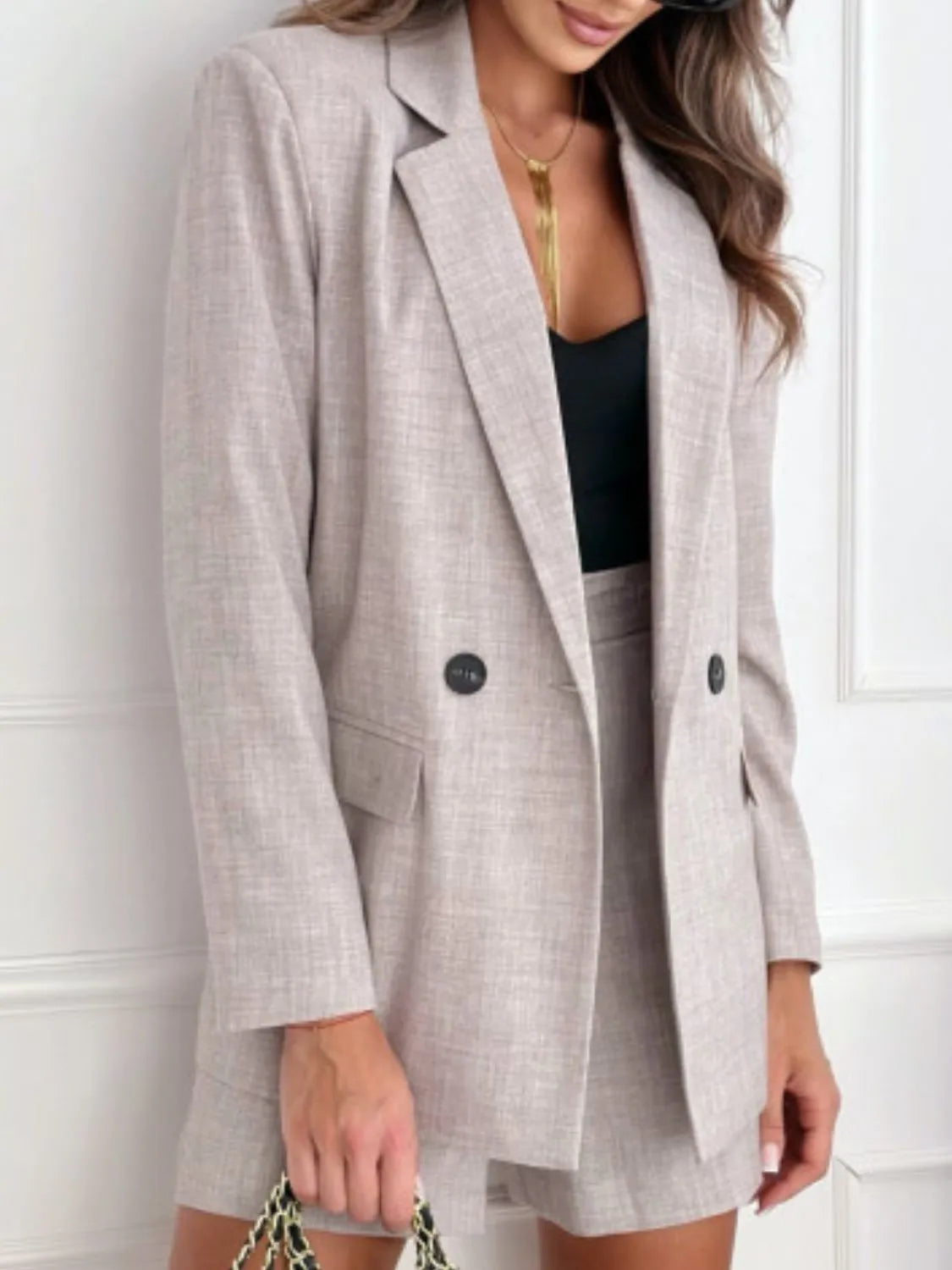 One Button Lapel Collar Blazer and Shorts Set womens suits Luxurious Weddings