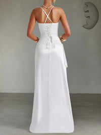 Slit Crisscross Back Maxi Cami Dress Formal Dress Luxurious Weddings