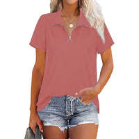Women's top lapel loose threaded short sleeved shirt Women's Shirt Luxurious Weddings