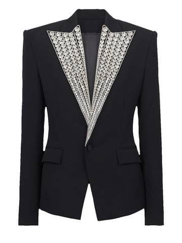 Designer Jacket Women's Rhinestone Diamonds Blazer Women's Jacket Luxurious Weddings