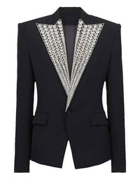 Designer Jacket Women's Rhinestone Diamonds Blazer Women's Jacket Luxurious Weddings