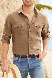 Men's Plus Size Button Down Collared Neck Long Sleeve Shirt shirts Luxurious Weddings