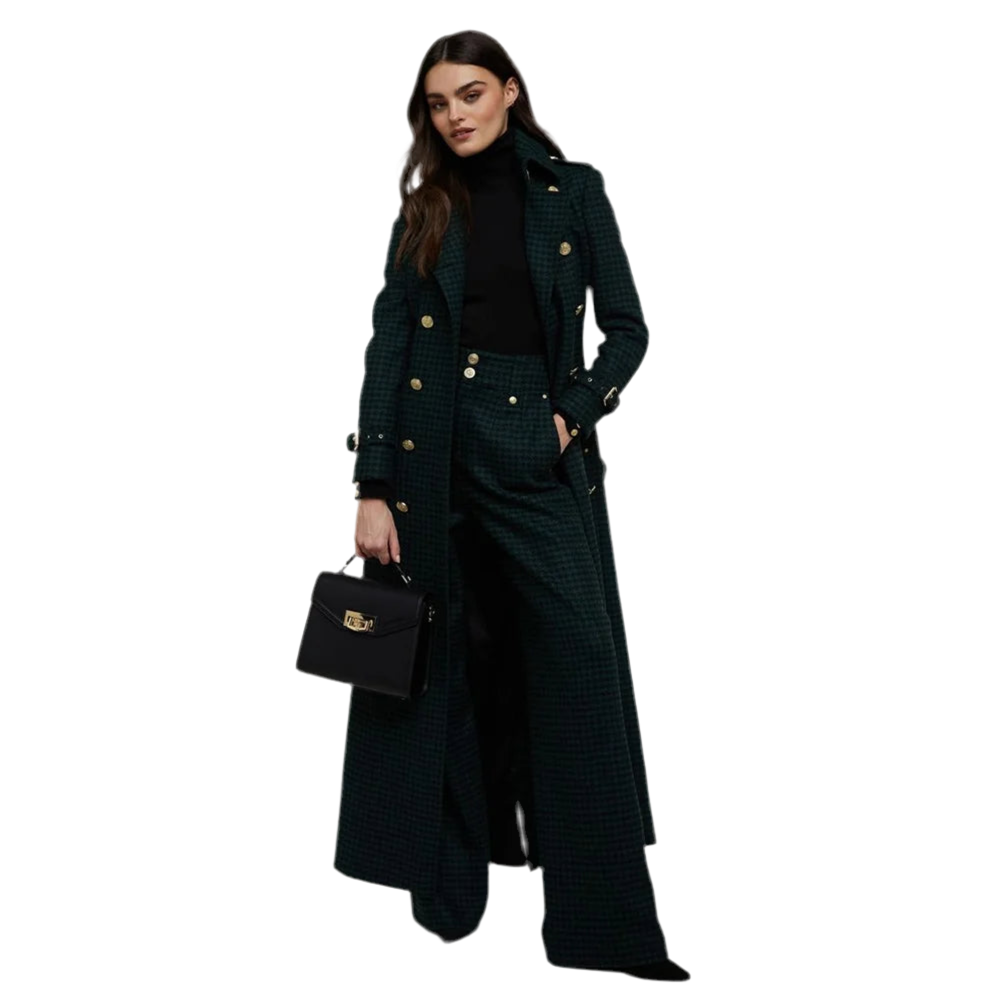 Eleganter Hahnentritt-Damenanzug, 2-teilig, steigendes Revers