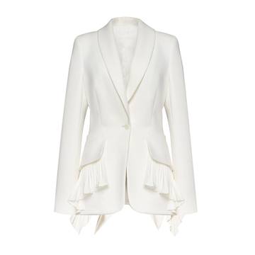 Long Sleeves Single Button Splicing Pleating Suit Jacket Women's Jacket Luxurious Weddings