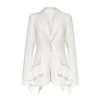 Long Sleeves Single Button Splicing Pleating Suit Jacket Women's Jacket Luxurious Weddings