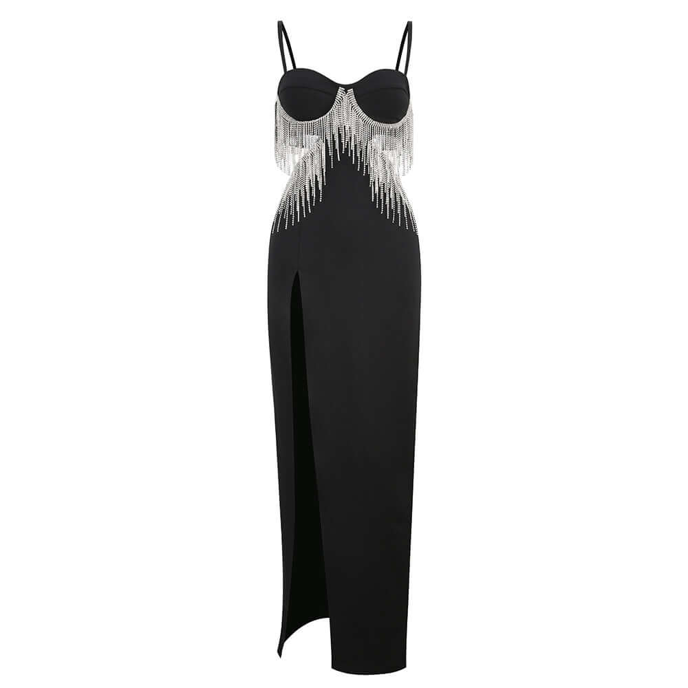 Diamond Tassel Sexy Slit Suspender Dress Tassel Dress Luxurious Weddings