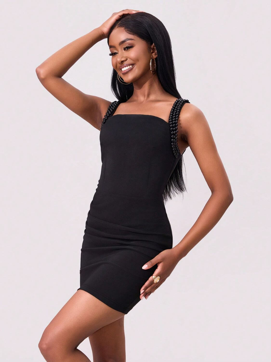 Bead Trim Wide Strap Wrap Dress Dresses/Mini Dresses Luxurious Weddings
