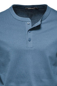 Men's Full Size Quarter Button Round Neck Long Sleeve T-Shirt Plus Size Men’s shirts Luxurious Weddings