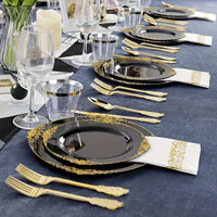 175pcs Black & Gold Tableware Set for 25 Guests Tableware Luxurious Weddings