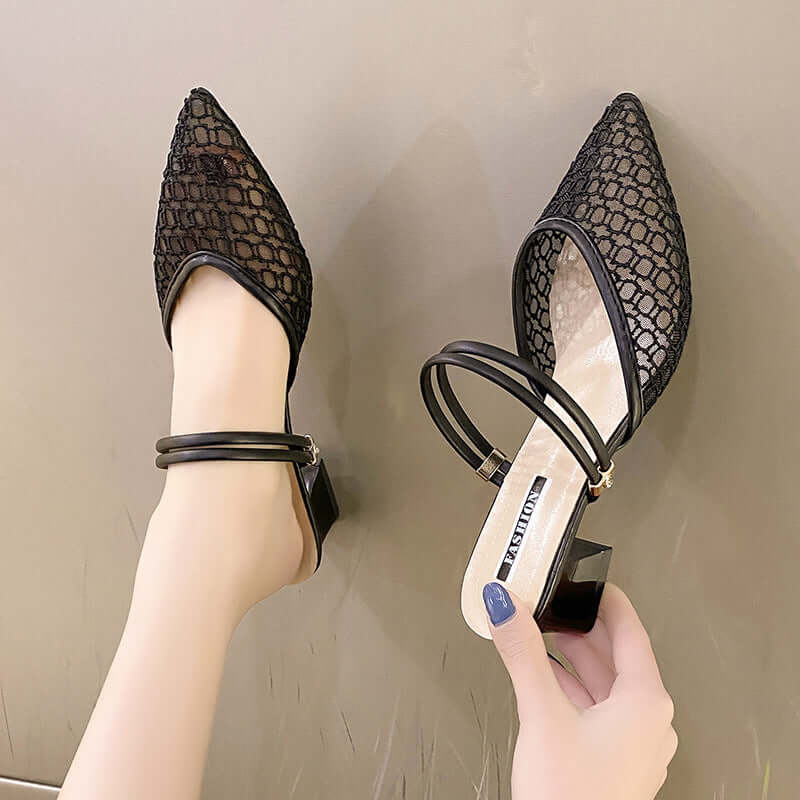 Point Toe Block Heel Sandals High Heels Luxurious Weddings
